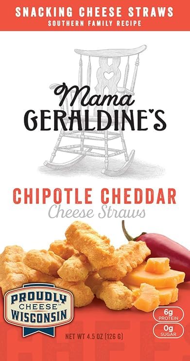 Mama Geraldine's Chipotle Cheese Straws - 4.5 oz Box (4 Pack) - Spicy & Savory Baked Cheese Snacks