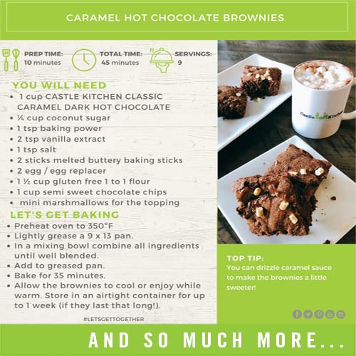 Castle Kitchen Caramel Dark Hot Chocolate (6 Pack) Premium Plant Based, Dairy Free, Gluten-Free