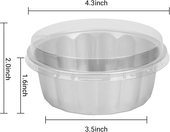 Beasea Ramekins with Lids, 8oz 50 Pack Disposable Aluminum Cups for Baking, Silver Aluminum Foil