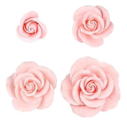 O'Creme Garden Roses Gumpaste Flower Set - Pink - Edible Flowers for Cake Decorating - Sugar Paste