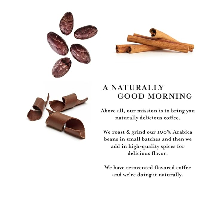 Via Bom Dia 100% Naturally Flavored Ground Coffee, Cinnamon Chocolate, Medium Roast, No Artificial