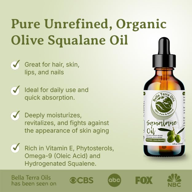 Bella Terra Oils - Organic Squalane Oil 2 oz - Rich Legacy, Infused with Hydrogenated Squalene