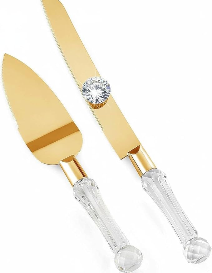 wedding knife and server set gold, Gold Cake Cutter and Pie Spatula, Cake Server and Knife Set of 2
