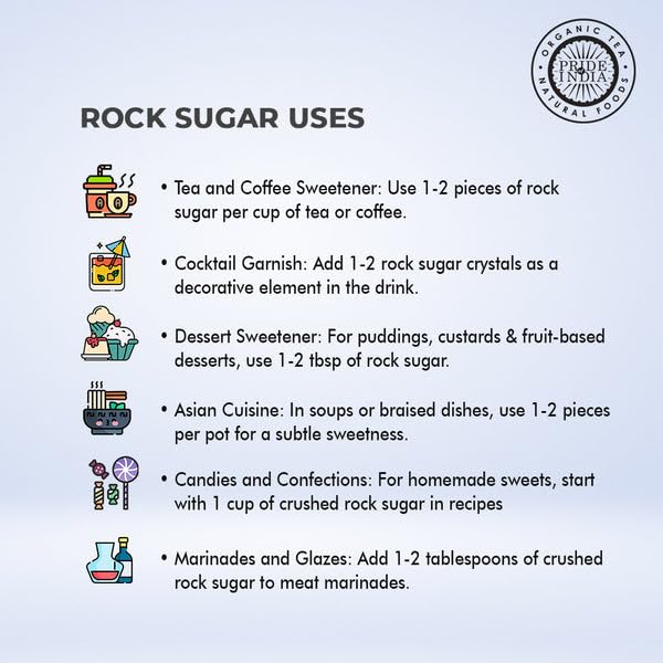 Pack of 6 - Pride Of India - Natural Crystal Rock Sugar Whole - 12 oz (340 gm) Medium Dual Sifter