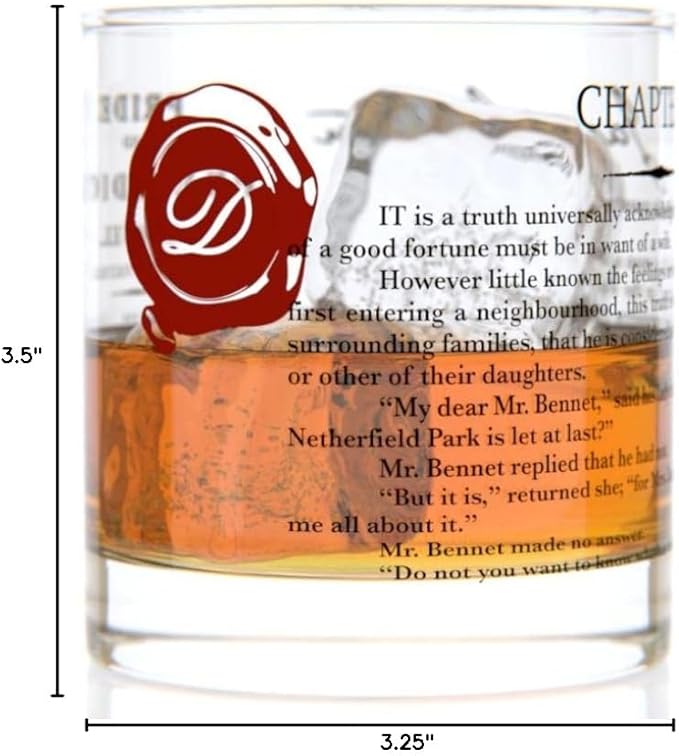 Well Told Classic Literature Rocks Glass - Pride and Prejudice by Jane Austen - Old Fashioned