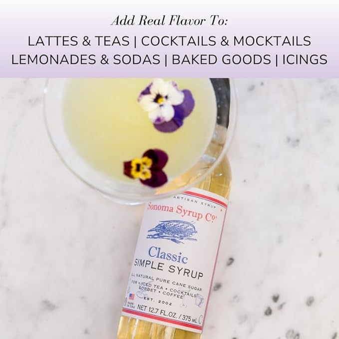 Sonoma Syrup Co. Classic Simple Syrup 12.7 fl oz | for Coffee, Cocktails, and Cooking | Hand
