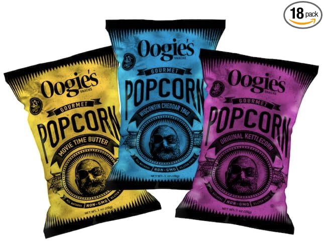 Oogie's Gourmet Popcorn | 18 Pack | Variety Flavor Pack | Gluten Free Popcorn Snacks | 1oz