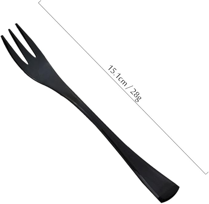 JASHII 18/10 Stainless Steel 4 Piece Mirror Polished Black Cake Fork Pie Fork Black Server Utensil