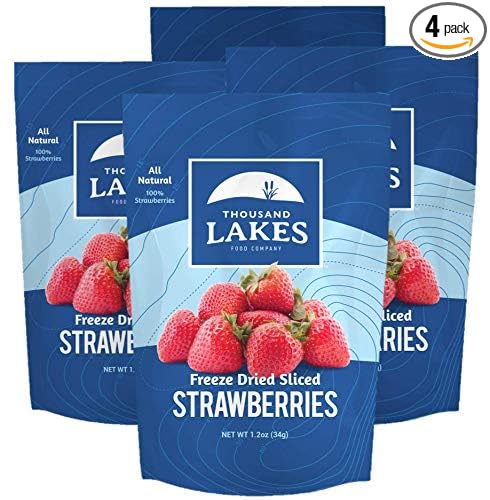 Thousand Lakes Freeze Dried Fruit - Strawberries 4-pack 1.2 ounces (4.8 ounces total) | No Sugar