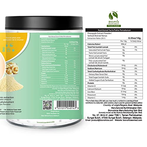 Pineapple Extract Powder 20:1, Rich in Bromelain for Digestion, Immune & Joint Support, Natural
