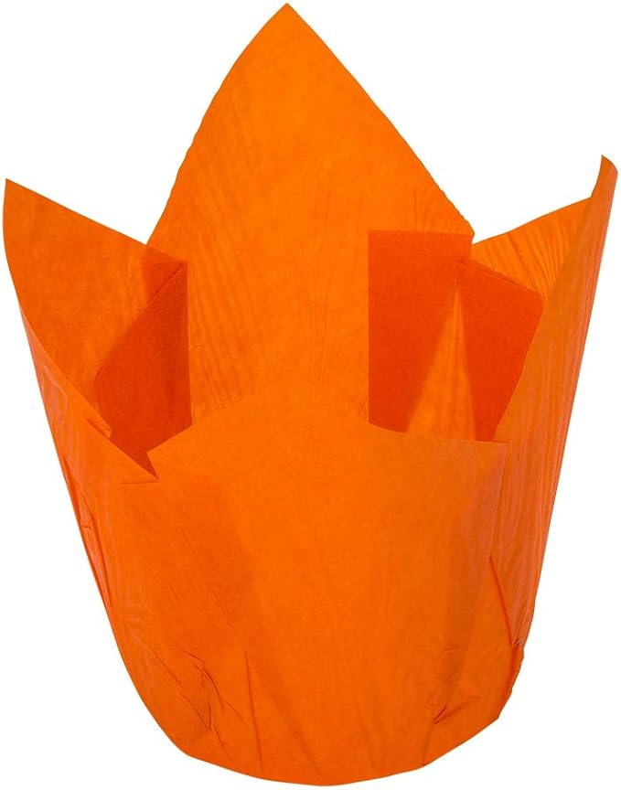 Restaurantware Panificio Premium 4 oz Orange Paper Tulip Baking Cup: Paper Baking Cups Perfect for