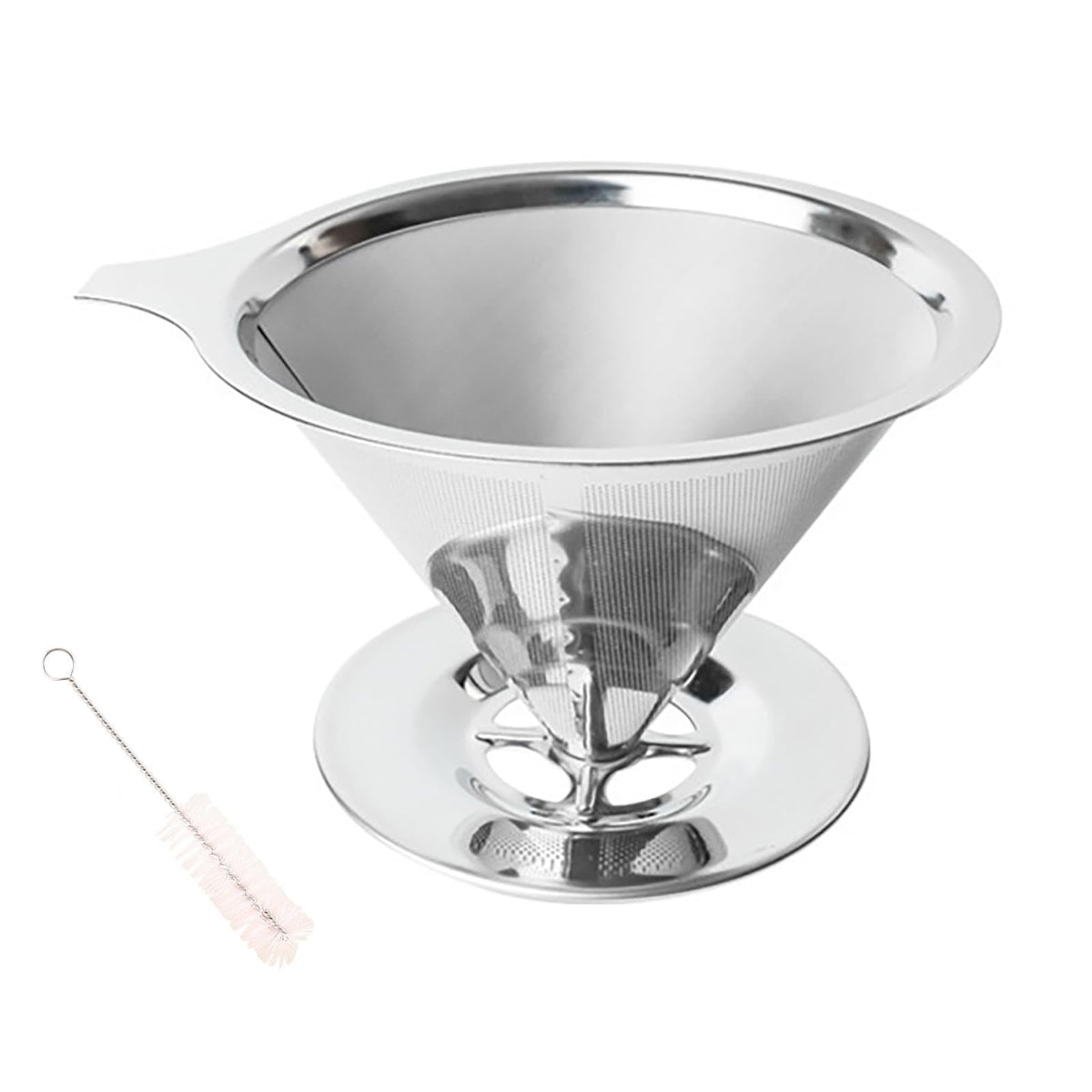 Pour Over Coffee Dripper Stainless Steel Coffee Filter Metal Cone Filter Extra Fine Wire Mesh