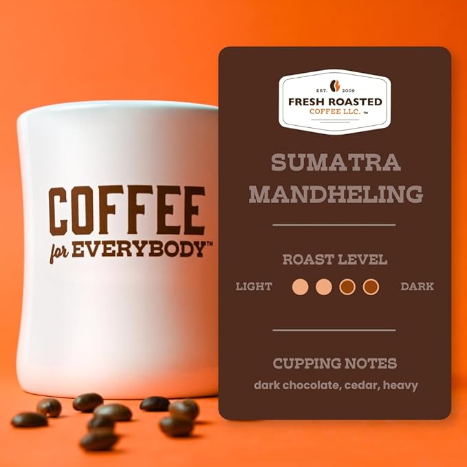 Fresh Roasted Coffee,100% Sumatra Mandheling | 5 lb (80 oz) | Single Origin | Medium Roast | Kosher