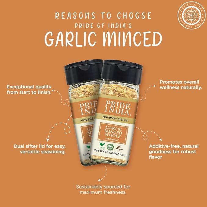 Pride of India ??Garlic Minced ??Gourmet Seasoning ??Ideal for Dips/Sauces/Bread/Salad/Stir-Fries