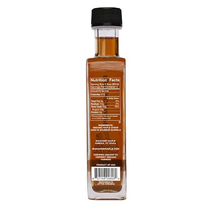 Runamok Organic Bourbon Barrel Aged Maple Syrup - Vermont Maple Syrup, Pure Maple Syrup for