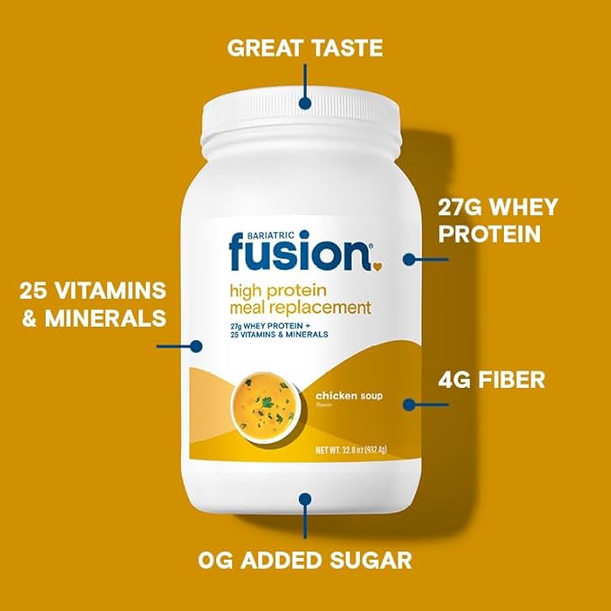Bariatric Fusion Chicken Soup Meal Replacement 27g Protein Powder, 21 Serving Tub for Bariatric