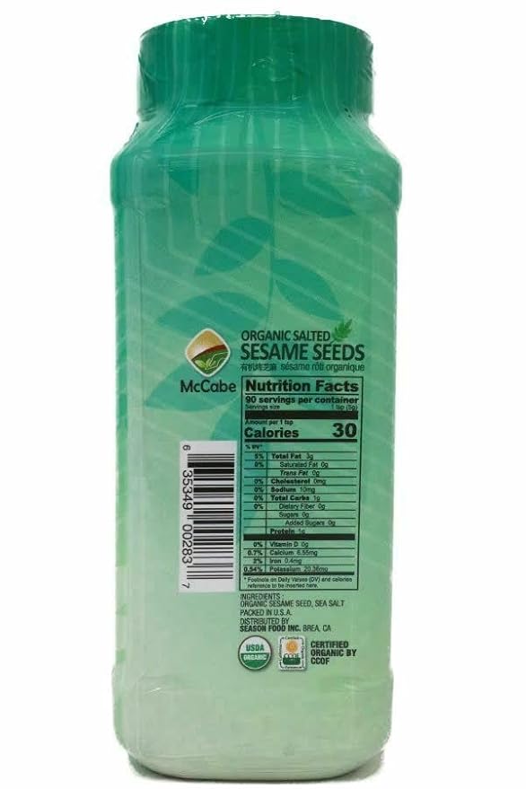 McCabe Organic Salted Sesame, 1 lb (16 oz) (2 Packs), USDA Organic Certified, CCOF Certified