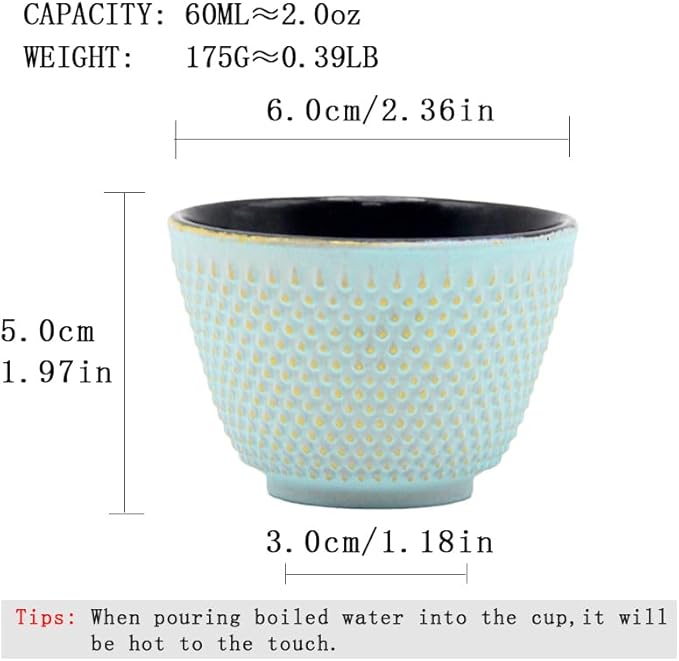 Japanese Cast Iron Tea Cups, Small and Heavy Teacups with no Handles, Japanese Style Cups for