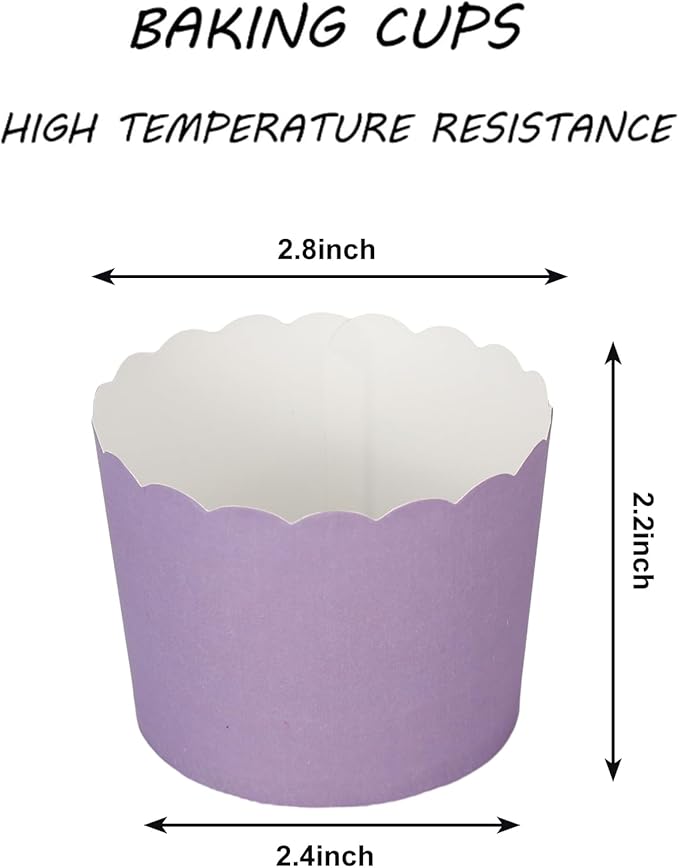 Whaline 120Pcs Purple Paper Baking Cups Scalloped Edge Cupcake Wrappers Gradient Purple Cupcake