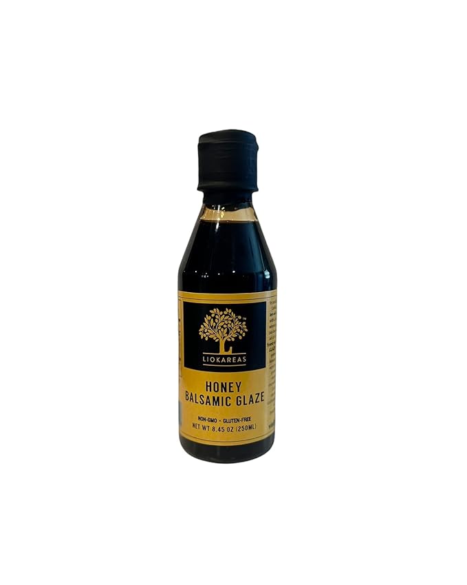 Liokareas Greek Honey Balsamic Glaze - Organic - NonGMO - 8.45oz - No Artificial Honey Flavor ONLY