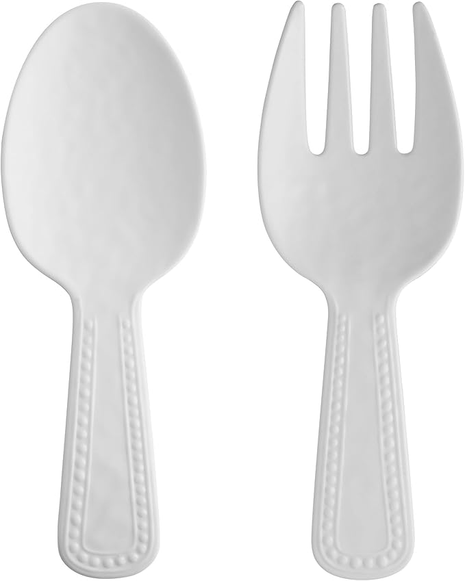 UPware Pebble Melamine Salad Servers, Serving Utensil Set, Includes Serving Fork and Spoon for