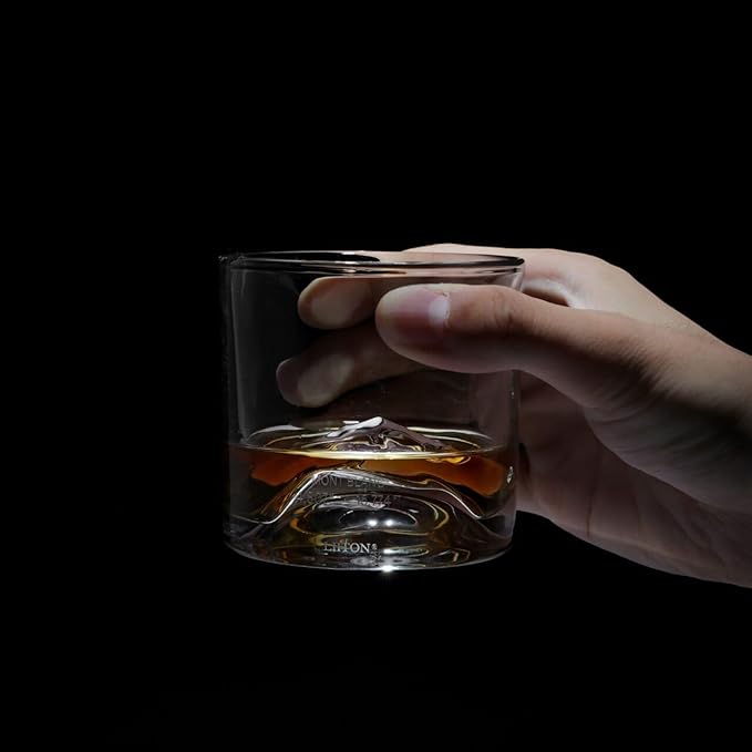 Mont Blanc Heavy Crystal Whiskey Glasses Gift Set of 2, Thick Freezable Bourbon Glass 1lb Each