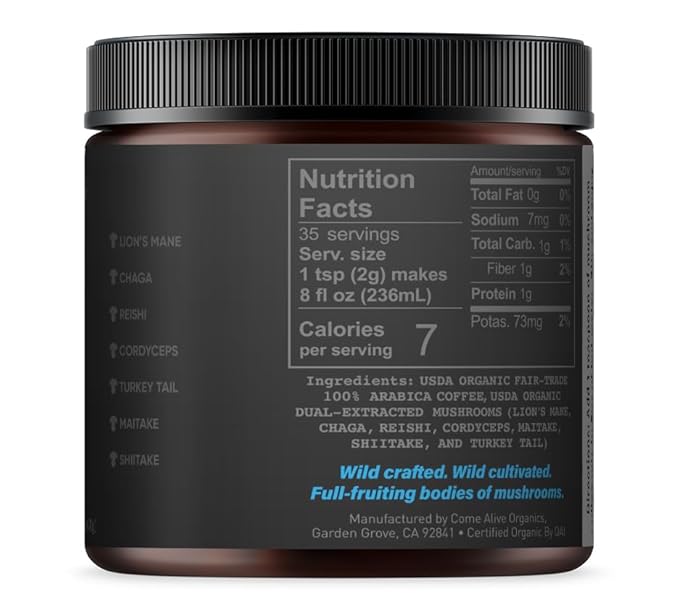 La Republica Founders Reserve Decaf Instant Mushroom Coffee Organic (35 Servings), Premium 50% More
