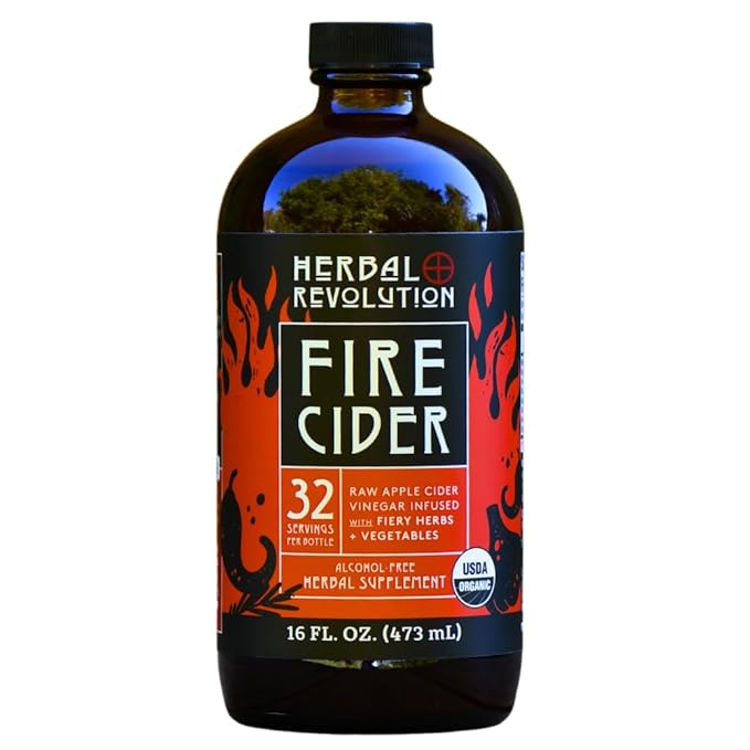 Herbal Revolution Fire Cider Apple Cider Vinegar - Certified Organic Non-GMO ACV Infused with