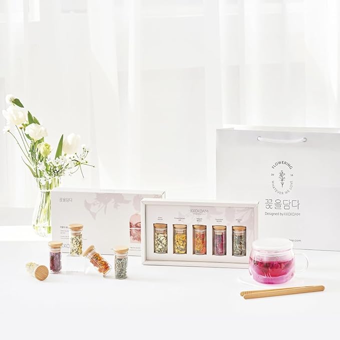 KKOKDAM Lovely Tea Gift Set – Premium Blooming Flowers Variety Pack - Fancy Gifts from South Korea