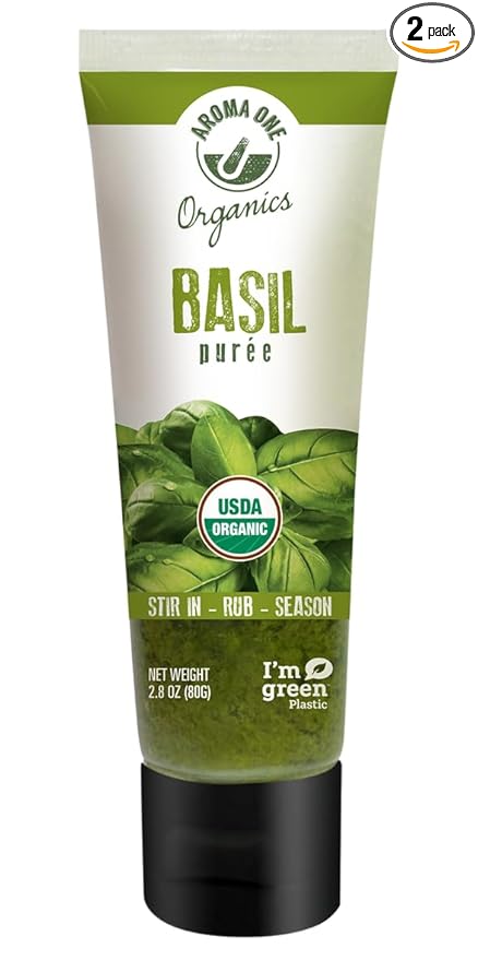 Aroma One Basil Puree Paste - Organic Herb Concentrate for Cooking, Seasoning & Sauces - Fresh