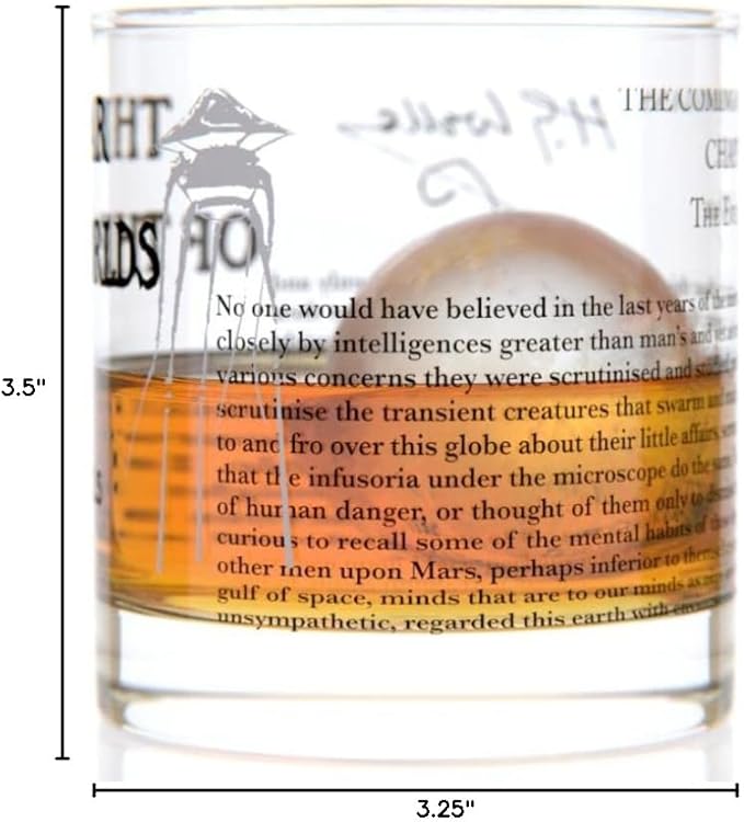 Well Told Classic Literature Rocks Glass - The War of the Worlds by H.G. Wells - Old Fashioned