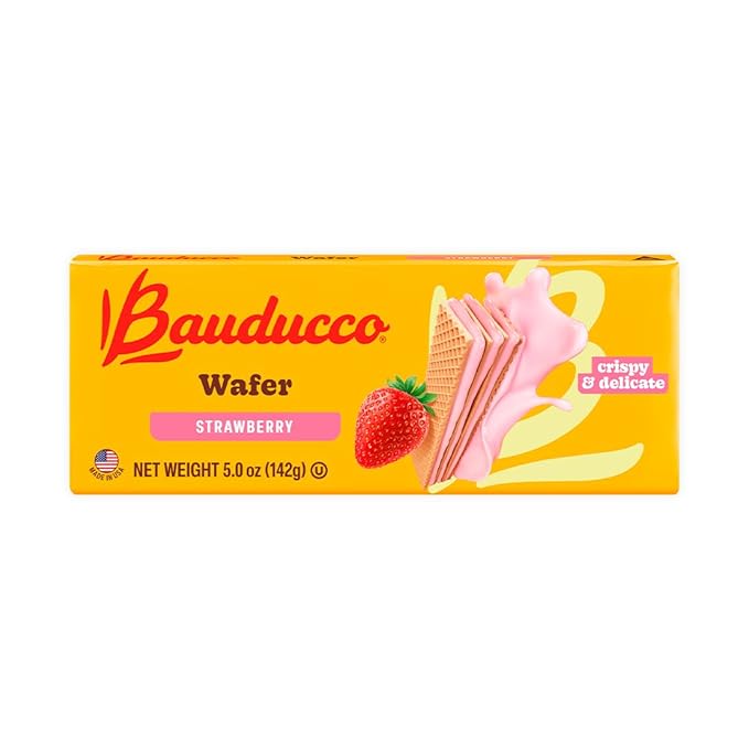 Bauducco Wafer Cookies, Assorted, Chocolate, Vanilla, and Strawberry, 60 oz (Pack of 12) - Crispy &