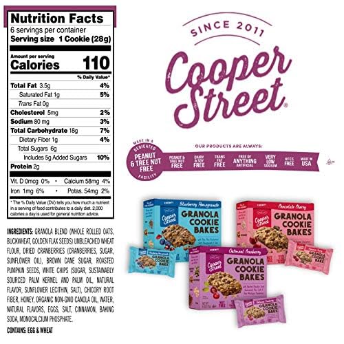 Cooper Street Granola Cookie Bake - Oatmeal Cranberry Chewy Granola Bars | Individually Wrapped