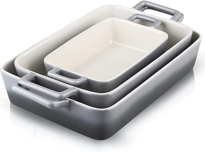 KOOV Bakeware Set, Ceramic Baking Dish, Rectangular Baking Pans for Cooking, Cake Dinner, Kitchen