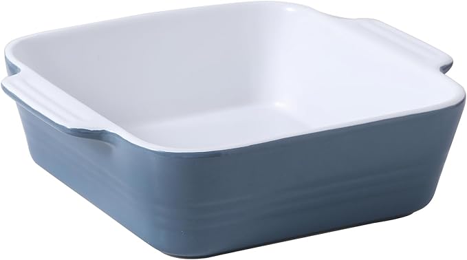 DOWAN 8x8 Baking dish, Square Baking Pan, Ceramic Casserole Dishes for Oven, Cake Pan with Handle