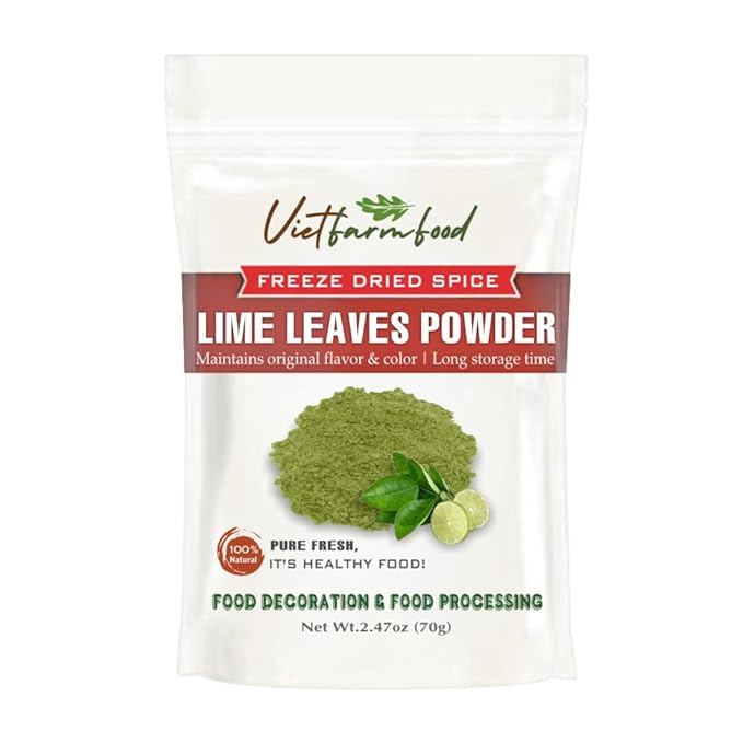LIME LEAVES POWDER 2.47 Oz (70g) VIETFARMFOOD: Pure, natural freeze-dried spice made from real