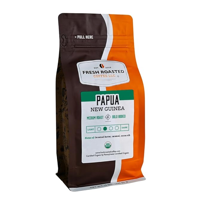 Fresh Roasted Coffee, Organic Papua New Guinea | USDA Organic, 100% Single Origin, Kosher | Medium