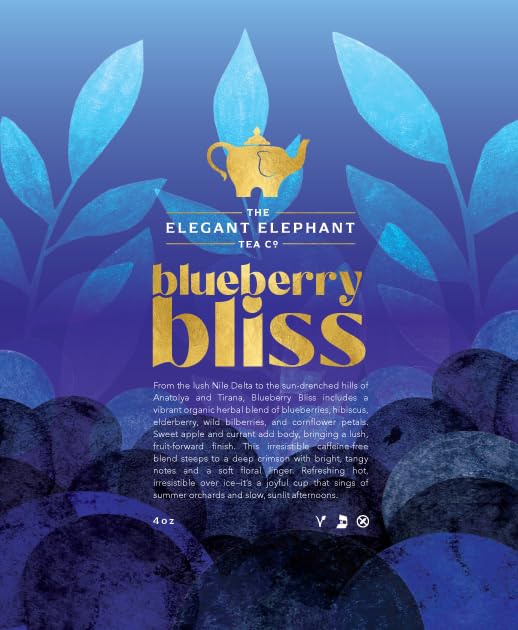 Blueberry Bliss Tea, Organic Loose Leaf Herbal Tea – Real Fruit, Summer Juice, Caffeine-Free