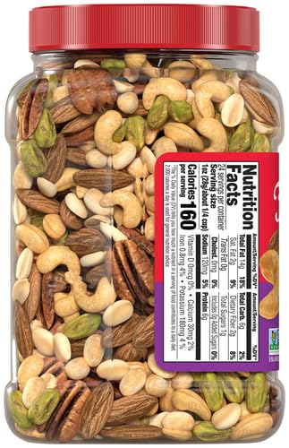 Fisher Oven Roasted Never Fried Mixed Nuts with Peanuts, 24 Ounces (Pack of 2), Peanuts, Almonds