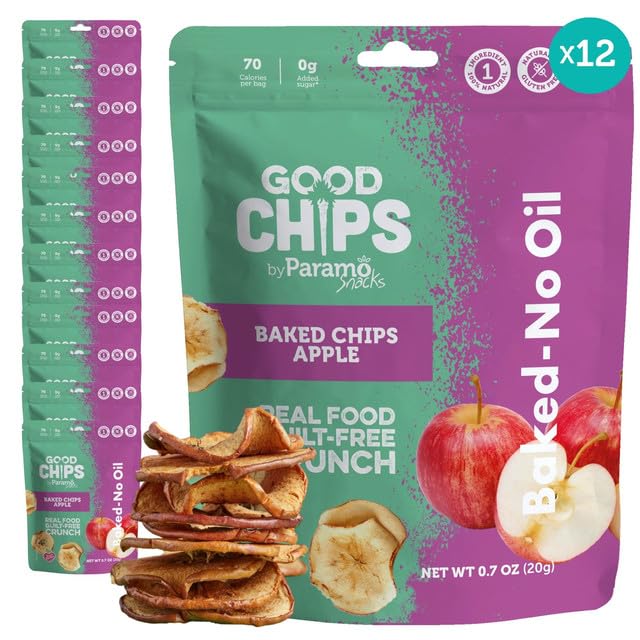 Good Chips Baked Crunchy Apple - Crispy, Oil Free, Healthy, Naturally Sweet Dried Fruit Snacks
