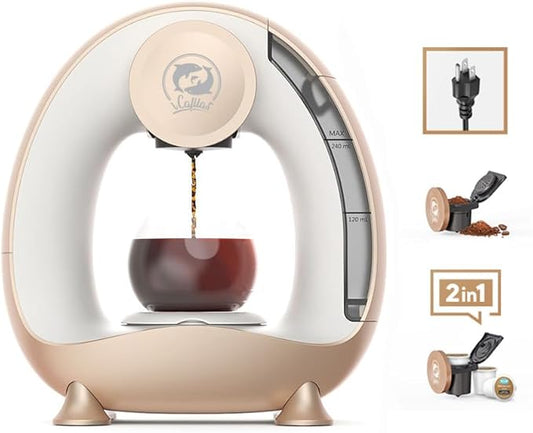 Single Serve Coffee Maker,Fast Brew in 2 minutes,Stylish竊낧ompact Design,MINI Q 2 IN 1 Coffee