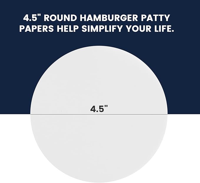 Yenmoz 500 PCS 4.5 Inch Hamburger Patty Paper White Parchment Paper Rounds Non-Stick Food Grade