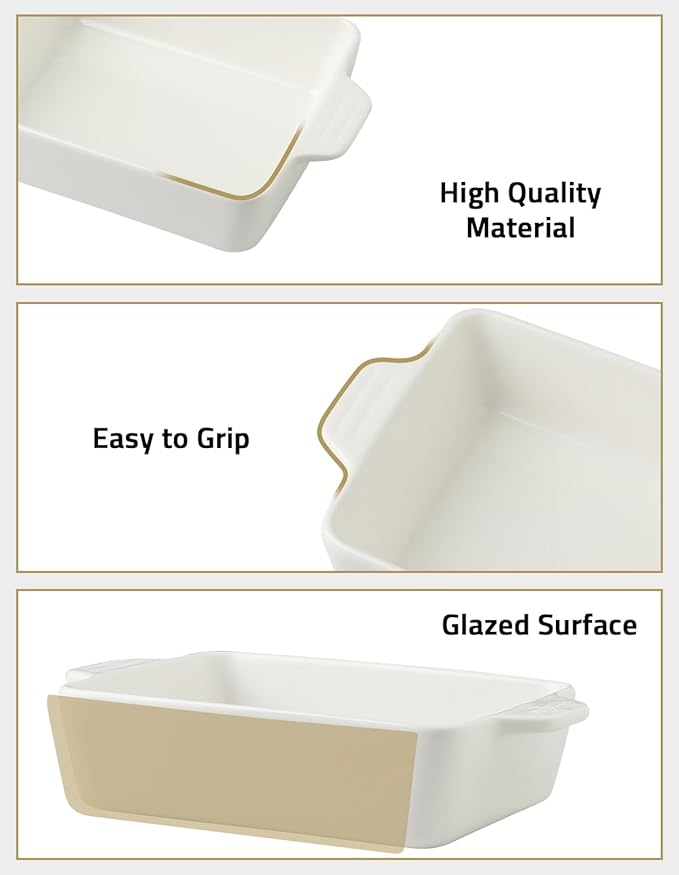 Sweejar Ceramic Bakeware Set, Rectangular Baking Dish for Oven Lasagna Pans for Cooking, Kitchen