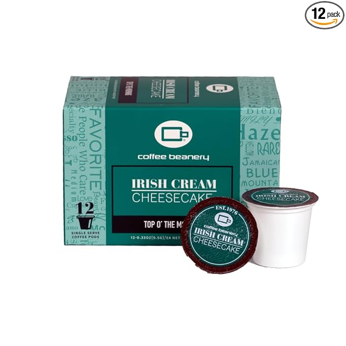 Coffee Beanery Irish Cream Cheesecake Coffee Pods | 12ct Flavored Medium Roast | 100% Specialty