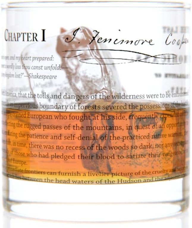 Well Told Classic Literature Rocks Glass - The Last of the Mohicans by James Fenimore Cooper - Old
