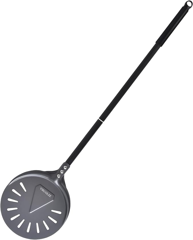 Turning Pizza Peel, 8 Inch with 25 Inch Handle Round Pizza Turning Peel, Professional Anodized
