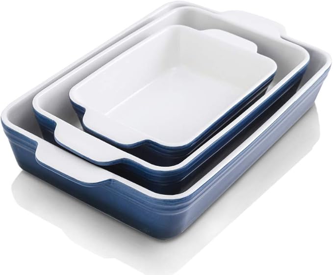 KOOV Bakeware Set, Ceramic Baking Dish Set, Rectangular Casserole Dish Set, lasagna Pan, Baking