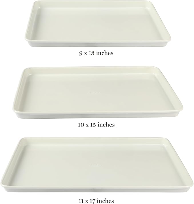 Martha Stewart Gallen 3-Piece Cookie Sheet Set ??13", 15", 17" Baking Pans, Ceramic Nonstick