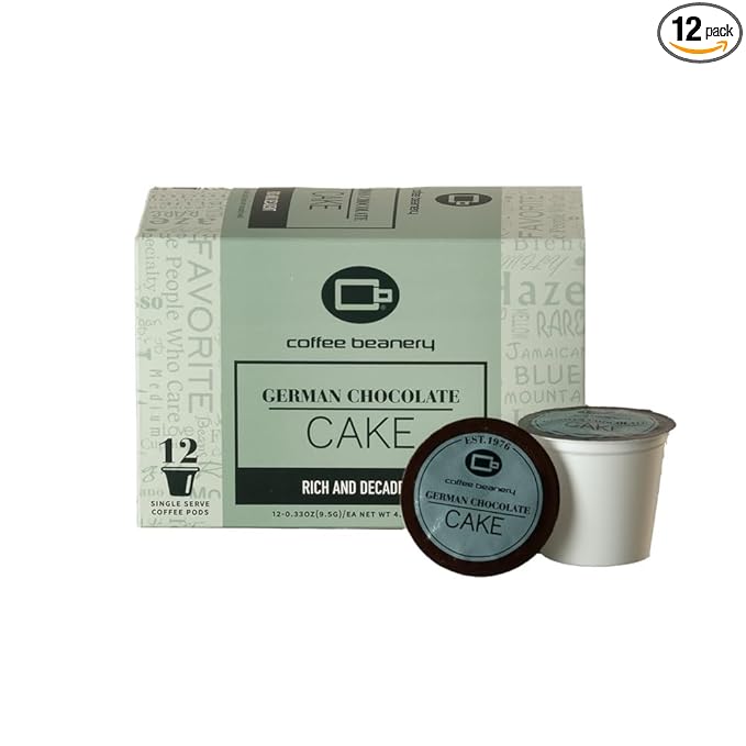 Coffee Beanery German Chocolate Cake Coffee Pods | 12ct Medium Roast Flavored Pods | 100% Specialty