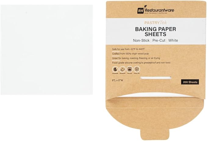 Restaurantware Pastry Tek 5 x 5 Inch Parchment Paper Sheets 200 Greaseproof Baking Sheets For Oven